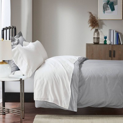 Queen White Cotton Polyester Sateen Sheet Set
