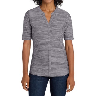 Mafoose Women's Short Sleeve Stretch Heather Moisture Wicking Open Neck Polo Top