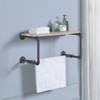 SEVOBAL Utility Storage Shelves Wall Rack with Shelf and Towel Holder for Bathroom Kitchen or Living Room, Oak, 24.5"*14.5"*12.5" - 2 of 4