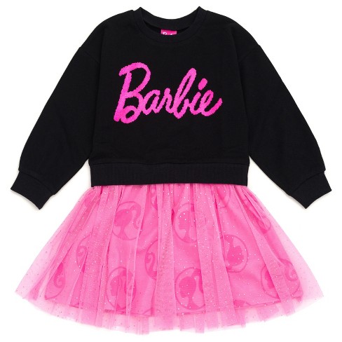 Barbie Little Girls French Terry Sweatshirt And Jogger Pants Set Black 6 :  Target