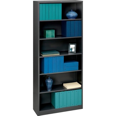 Adjustable Black Steel 6-Shelf Bookcase