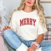Simply Sage Market Merry Varsity Thick Outline Garment Dyed Tee - 2 of 4