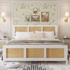 Rattan Bed Frame,  Metal Platform Bed with Natural Rattan Headboard Footboard and Silent Metal Slats Suppor - 3 of 4