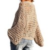 Womens V Neck Knit Long Sleeve Hollow Cover Up Beach Shirt - 3 of 4