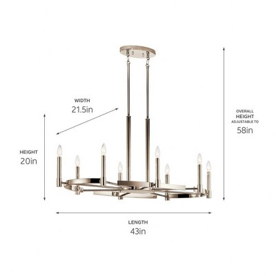 Elegant 8-Light Oval Chandelier in Polished Nickel with Candelabra Bulbs