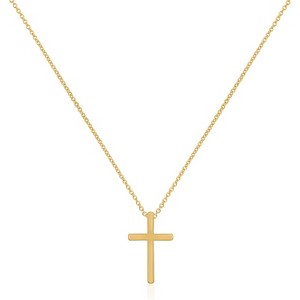 Double Cross Pendant Necklace for Women, Dainty 14K Gold Plated Choker - 1 of 4