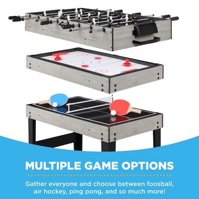 Gray 42.25" 10-in-1 Combo Game Table Set with Foosball, Hockey, and Ping Pong