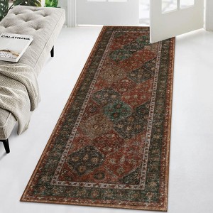 Machine Washable 2x6 Runner Rug for Hallways Non-Slip Backing Carpet Boho Floral Soft Stain Resistant Rugs for Kitchen Entryway Laundry - 1 of 4