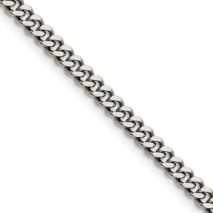Black Bow Jewelry 4mm Stainless Steel Heavy Flat Curb Chain Necklace - 1 of 4