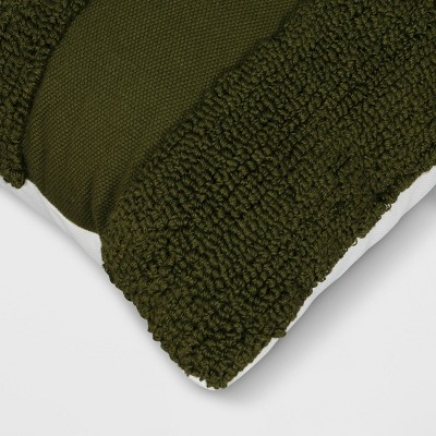 20&#34;x20&#34; Hook Tufted Square Outdoor Throw Pillow Dark Green - Threshold&#8482;_1