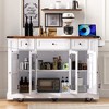 Kicthen Cart with Drop Leaf, 5 Open Side Racks and 3 Drawers - 2 of 4
