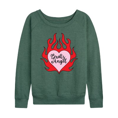 Women's - Bratz - Bratz Angel Lightweight French Terry Wide Neck Long Sleeve Shirt