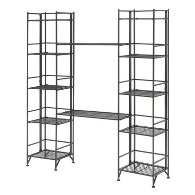 57.5" Extra Storage 5 Tier Folding Metal Shelves with Set of 2 Extension Shelves - Breighton Home