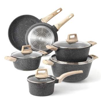CAROTE Nonstick Granite Cookware Sets 10 Pcs Stone Cookware Set, Non Stick Frying Pan Set, Pots And Pans Set