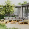 vidaXL 12 Piece Outdoor Patio Lounge Set with Cushions - Solid Acacia Wood Frame - Weather Resistant - Modular Design - Contemporary Garden Furniture - 2 of 4