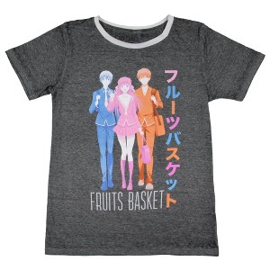 Fruits Basket Women's Character Trio Design Burnout Ringer Anime T-Shirt Adult - 1 of 3