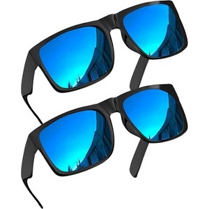 grinderPUNCH 2 Pack XL Polarized Big Wide Frame Large Head Fit Sunglasses for Sports Driving Fishing Glasses (Blue) - 1 of 4