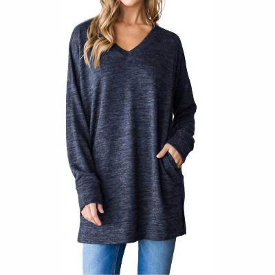 Women's Vneck Long Sleeve Tunic Top - HEIMISH USA