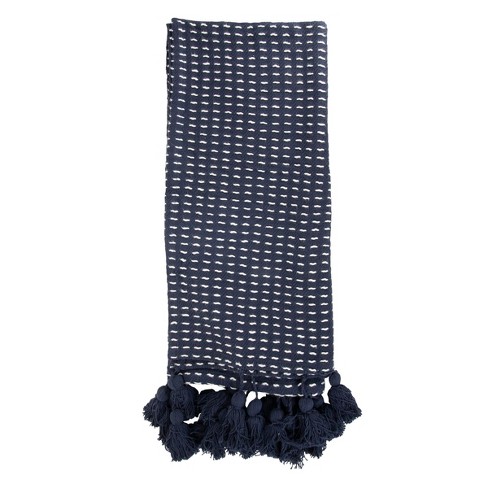 Navy throw discount blanket with tassels