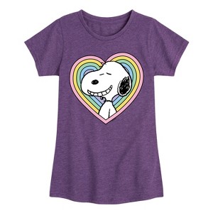 Girls' - Peanuts - Snoopy Heart Fitted Short Sleeve Graphic T-Shirt - 1 of 4