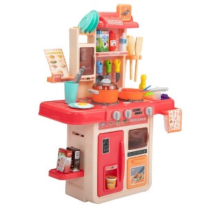 Whisen Kids Kitchen Playset Toys, Realistic Cooking Function, Gift for Kids - Red - 1 of 4