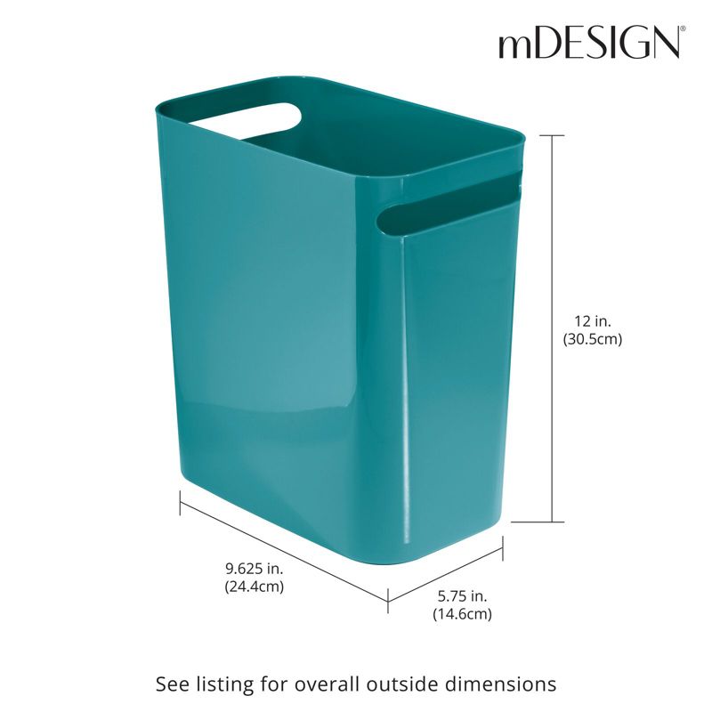 mDesign Plastic Slim Large 2.5 Gallon Trash Can Wastebasket, 4 of 7