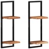vidaXL Wall Shelves 2 pcs 9.8 in.x9.8 in.x29.5 in. Solid Wood Acacia and Steel - 2 of 4