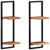 vidaXL Wall Shelves 2 pcs 9.8 in.x9.8 in.x29.5 in. Solid Wood Acacia and Steel - image 2 of 4