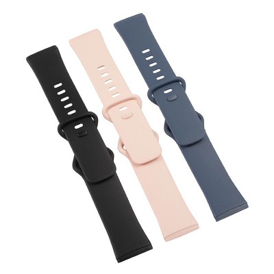 Insten 3-Pack Band For Fitbit Versa 3 and Fitbit Sense Bands, Replacement Wristbands For Women Men (Black + Blue + Sand Pink)