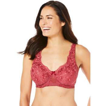 Amoureuse Women's Plus Size Embroidered Underwire Bra
