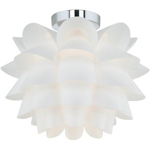 Possini Euro Design Modern Ceiling Light Semi Flush Mount Fixture 15 3/4" Wide White Flower for Bedroom Kitchen Living Room Hallway Bathroom House - 1 of 4