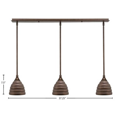 Toltec Lighting Any 3 - Light Chandelier in  Bronze with 7" Bronze Beehive Metal Shade Shade