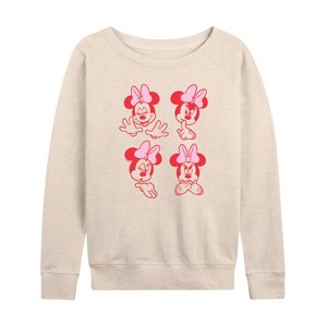 Women's - Disney - Minnie Emotions Lightweight French Terry Wide Neck Long Sleeve Shirt - 1 of 4