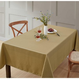 HLC.ME Lincoln Stripe Fabric Tablecloth, Advanced Water, Fade, Stain, and Wrinkle Resistance - 1 of 4