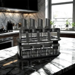 Kitchen Storage Set, 17oz Oil Dispensers, 8.8oz Spice Jars, 8.4oz Sealing Containers, Clear Glass with Plastic Lids - 1 of 4