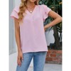 Womens Summer Casual Flutter Short Dressy Sleeve Shirts V Neck Work Blouse Business Tops - 3 of 4