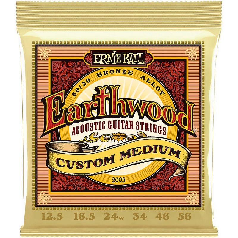 Ernie Ball Earthwood 80/20 Custom Medium Bronze Acoustic Guitar Strings 12.5-56, 1 of 3