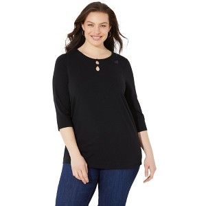 Catherines Women's Plus Size Suprema Teardrop Tee - 1 of 4
