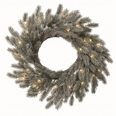 Transpac Artificial Silver Christmas Spruce Light Up Wreath