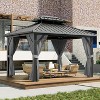 Dual-Layer Hardtop Gazebo, Heavy-Duty Galvanized Steel Frame with Netting & Curtains, All-Weather Aluminum Pavilion for Patio, Garden, Lawn, Deck - 2 of 3