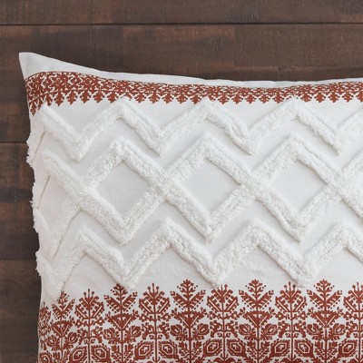 Mila Full/Queen Cotton Duvet Cover Set with Chenille Tufting