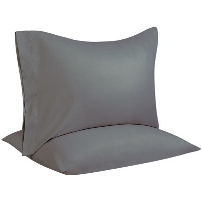 Set of 2 Cooling Down Alternative Gel Fiber Bed Pillows With 100% Cotton Cover, Pillow Cases Included. Standard Size - Gray