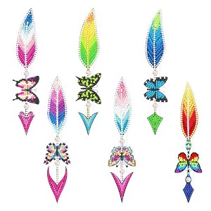 6pcs 5D Feather Butterfly Diamond Art Bookmarks Acrylic Feathers Flower Diamond Art Bookmarks Pendant Diamond Art Bookmark Kits for Adults Kids - 1 of 4