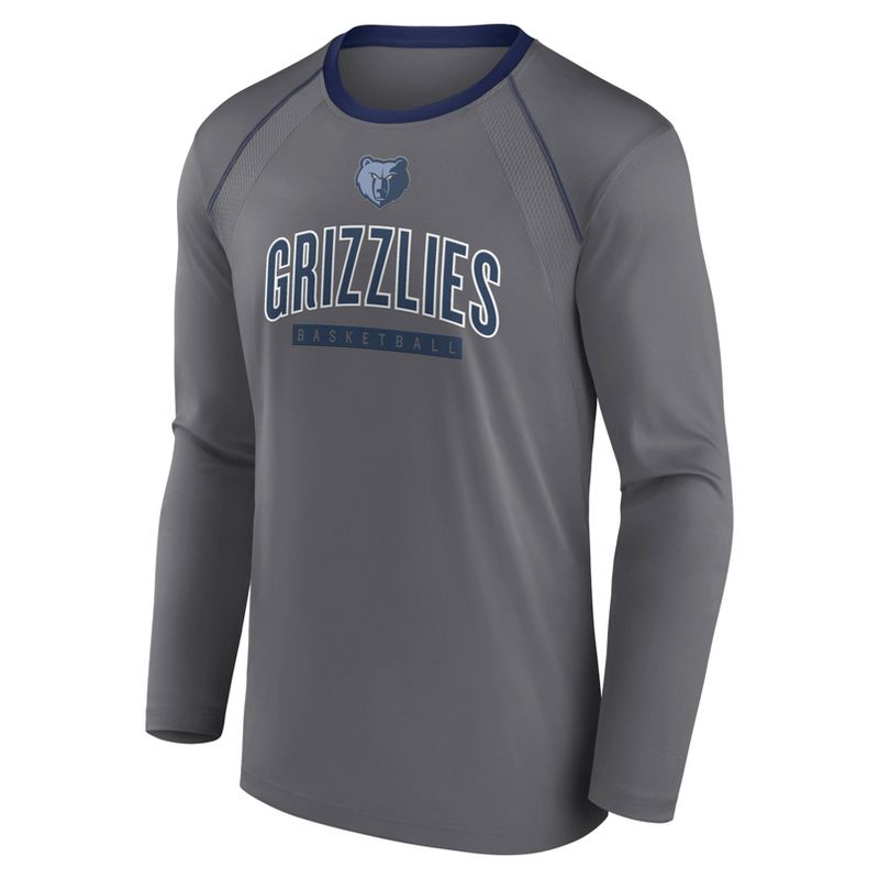 NBA Memphis Grizzlies Men&#39;s Long Sleeve Gray Pick and Roll Poly Performance T-Shirt, 2 of 4