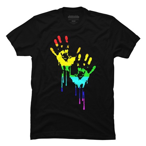 Design By Humans Flag Rainbow Pride Hands By Avocato T-shirt - Black ...