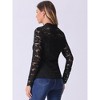 Allegra K Women's Semi Sheer Lace Long Sleeve Round Neck Work Casual Vintage Top - 3 of 4