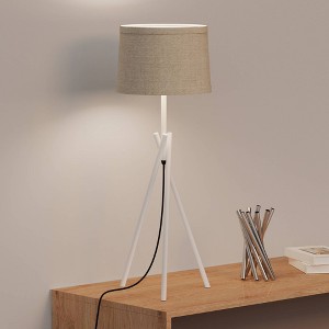 Infibrite 26" Sleek Crossed Legs Table Lamp with Fabric Shade E26 Bulb Friendly Subtle Elegance: Minimalist Design, Linen Cone Shade, ETL Listed - 1 of 4
