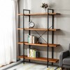 LuxenHome 4-Shelf 66.5" H x 51.2" W Pine Wood Metal Frame Etagere Bookcase Brown - 4 of 4