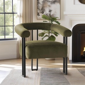 Modern Accent Chair ,Velvet Upholstered Accent Chair With Curved Backrest Armrest For Living Room Dining Room-Tanpinhause - 1 of 4