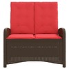 vidaXL Reclining Patio Bench with Cushions Seat Poly Rattan Brown/Gray/Black - Brown 41.3" x 23.2" x 36.6" - 3 of 4